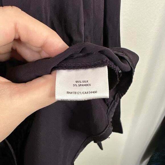 EILEEN FISHER Silk Button Up Blouse Eggplant Purple Size XS Professional Work - Picture 6 of 7